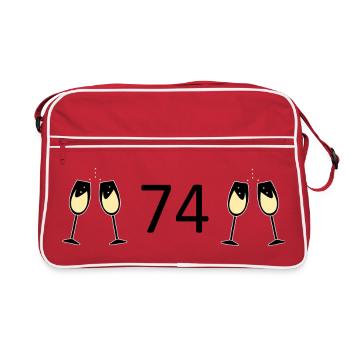 74e anniversaire 74 ans 74 numéro 74 noir - Sac Retro - rouge/blanc - Devant
