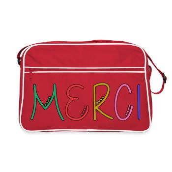 MERCI. THANKS. THANK YOU. ANNIVERSAIRE. NAISSANCE. - Sac Retro - rouge/blanc - Devant