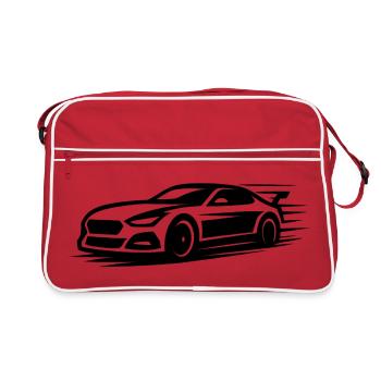Elegant Sports Car Silhouette Design - Retro Bag - red/white - Front