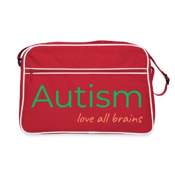 Autism - love all brains - Retro Bag - red/white - Front