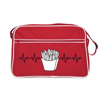 Frites Frites Frites Frites Frites ECG Rythme cardiaque - Sac Retro - rouge/blanc - Devant