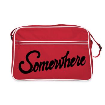 Somewhere Calligraphy Hand Lettering Design - Retro Bag - red/white - Front