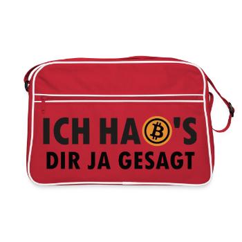 Ich habs dir ja gesagt - I told you so - Bitcoin - Retro Tasche - Rot/Weiß - Vorne