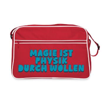 Magie ist Physik durch Wollen - Retro Tasche - Rot/Weiß - Vorne