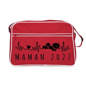 Future Maman 2027 - Bientôt Maman Grossesse - Retro Tasche - Rot/Weiß - Vorne