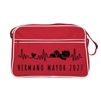 Hermano Mayor 2027 Ritmo Cardiaco Futuro Hermano - Retro Tasche - Rot/Weiß - Vorne