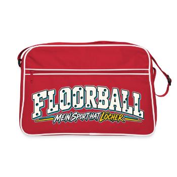 Floorball Löcher Humor Design - Retro Tasche - Rot/Weiß - Vorne