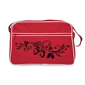 Vrille avec des glands, des feuilles de chêne - Sac Retro - rouge/blanc - Devant
