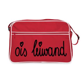 Ois leiwand! Dialekt Mundart Wien Österreich - Retro Tasche - Rot/Weiß - Vorne