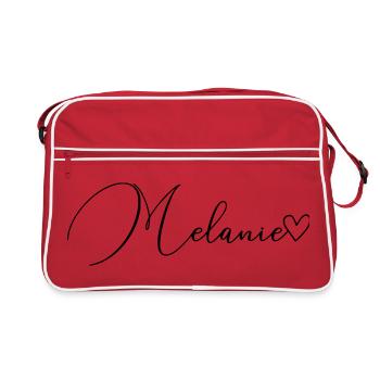 Melanie Surname First Name Girl - Retro Bag - red/white - Front