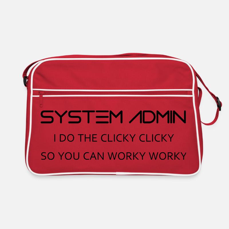 Systemadministratoren machen clicky clicky in schwarz Retro Tasche