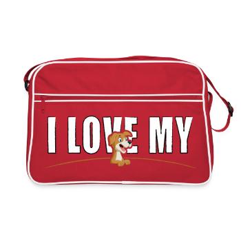 I love my Dog - Retro Bag - red/white - Front