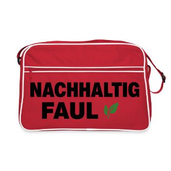 Sustainably lazy – funny saying design - Retro Bag - red/white - Front