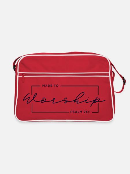 🙏Made to Worship - Psalm 95:1 Christian T-Shirt - Retro Bag - red/white - Front