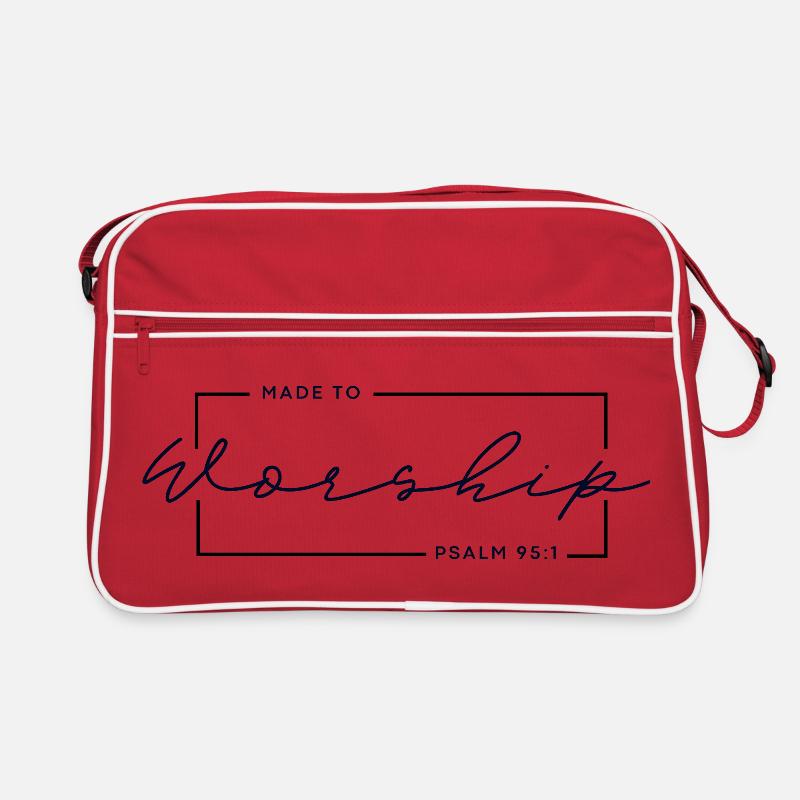 🙏Fait pour adorer - T-shirt chrétien Psaume 95:1 - Sac Retro - rouge/blanc