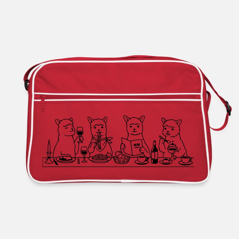 Dining Alpacas Line Art Retro Bag