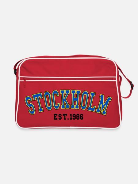 Stockholm, gegründet 1986 - Retro Tasche - Rot/Weiß - Vorne