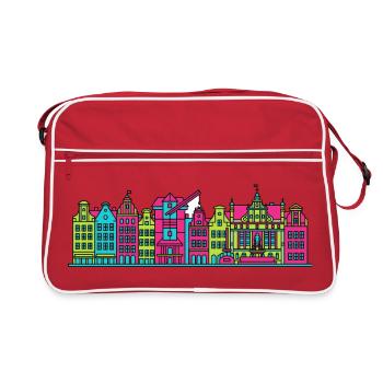 Gdansk City Skyline Neptune Fountain Art - Retro Bag - red/white - Front