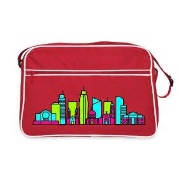 Manila City Skyline Rizal Monument Moderne Kunst - Retro Tasche - Rot/Weiß - Vorne