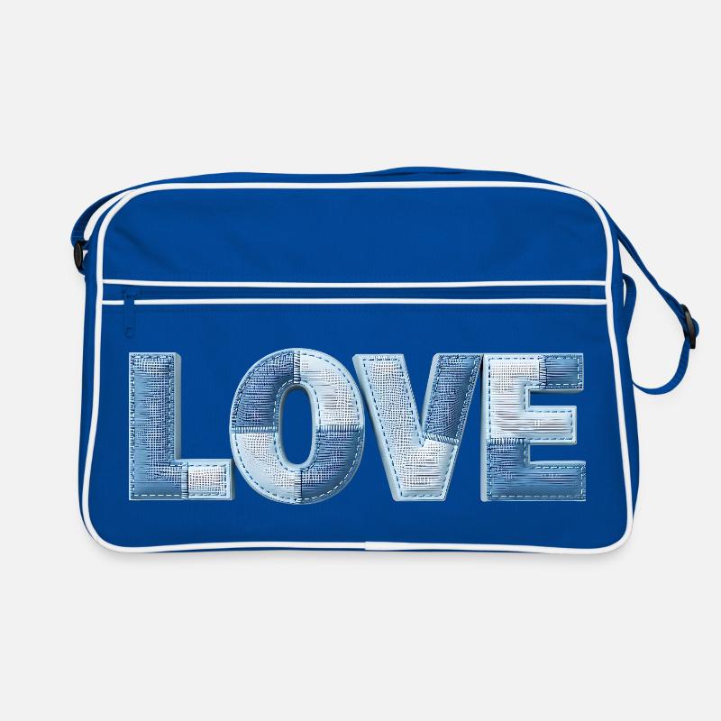 LOVE Patchwork Trend Schriftzug Stoff Look Retro Tasche