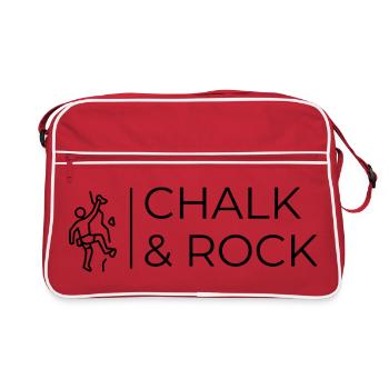 Chalk & Rock - Boulder T Shirt Design  - Retro Tasche - Rot/Weiß - Vorne