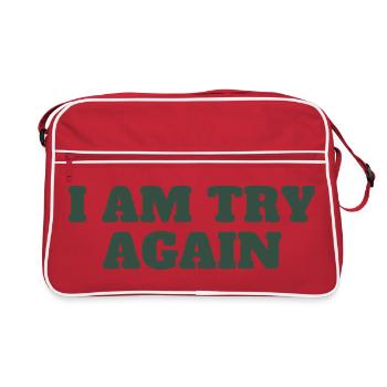 I Am Try Again | Bold type - Retro Bag - red/white - Front