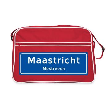 Panneau du nom de lieu de Maastricht - Sac Retro - rouge/blanc - Devant