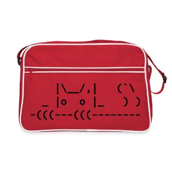 cute ascii cat - cute ascii cat - Retro Bag - red/white - Front