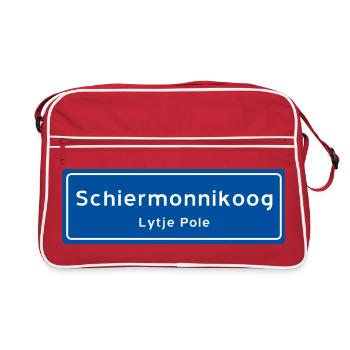 Panneau de nom de lieu Schiermonnikoog - Sac Retro - rouge/blanc - Devant