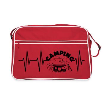 puls camping bus Herzschlag camper outdoor Reisen - Retro Tasche - Rot/Weiß - Vorne