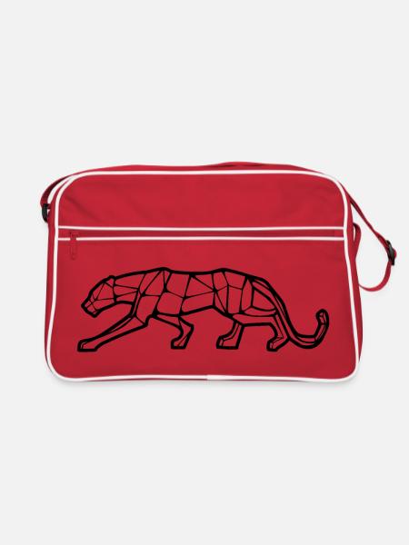 Geometrisches Design des Panthers - Retro Tasche - Rot/Weiß - Vorne