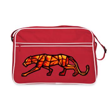 Geometrisches Design des Pantherfeuers - Retro Tasche - Rot/Weiß - Vorne