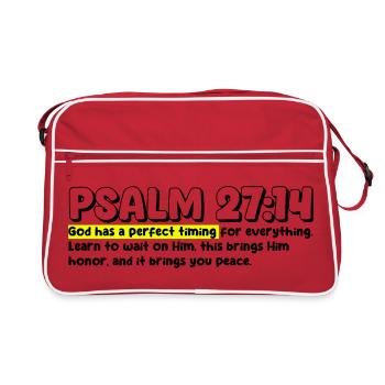 Psalm 27:14 | Bibelzitat - Retro Tasche - Rot/Weiß - Vorne