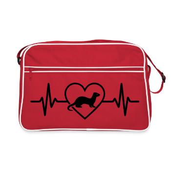 Frettchen Herz - Retro Tasche - Rot/Weiß - Vorne