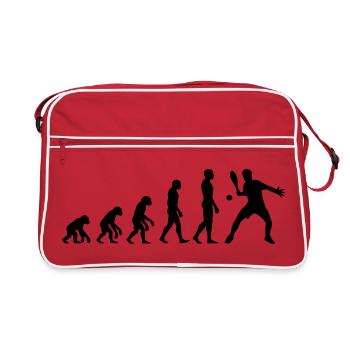 Padel Evolution, Vom Affen zum Padel Ass - Retro Tasche - Rot/Weiß - Vorne