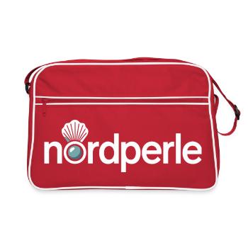 Nordperle Hamburg Nordsee Ostsee Norddeutsch Deern - Retro Tasche - Rot/Weiß - Vorne