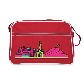Edinburgh City Skyline Castle Moderne Linienkunst - Retro Tasche - Rot/Weiß - Vorne