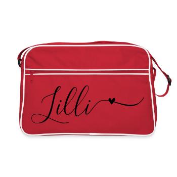 Nom de famille Lilli Prénom décoratif - Sac Retro - rouge/blanc - Devant