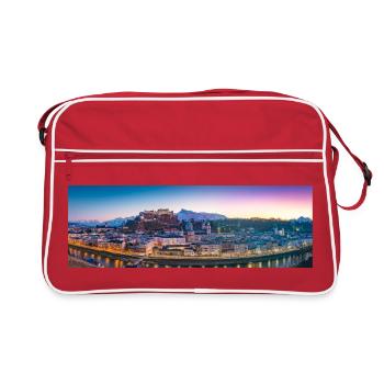 Panorama de Salzbourg en soirée - Sac Retro - rouge/blanc - Devant