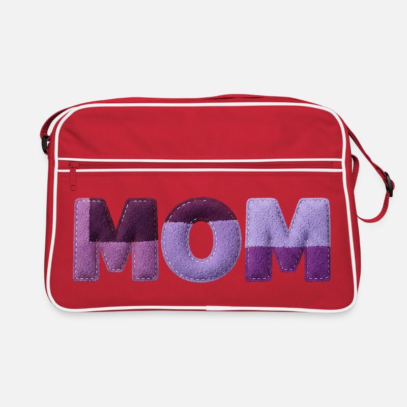 Mom Patchwork SchriftTypografie Lila Statement Retro Tasche