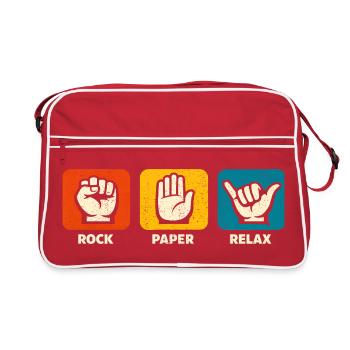 Stein Papier Entspann dich, bleib locker, lustiger - Retro Tasche - Rot/Weiß - Vorne