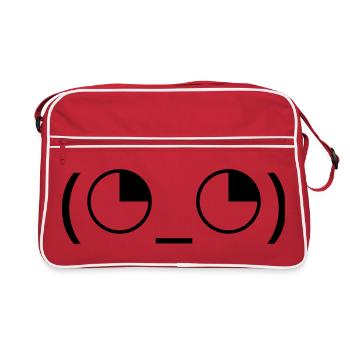 Eye rolling emoticon (◔_◔) annoyed look - Retro Bag - red/white - Front