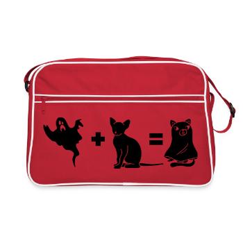 Funny Halloween Dog Ghost - Retro Tasche - Rot/Weiß - Vorne