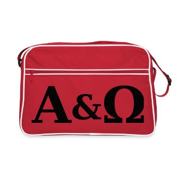 Alpha und Omega als  biblische Symbolik.  - Retro Tasche - Rot/Weiß - Vorne
