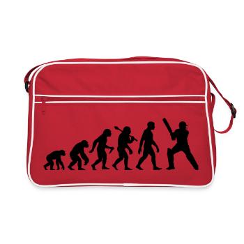 Cricket Evolution – Schlagmann – Ich Liebe Cricket - Retro Tasche - Rot/Weiß - Vorne