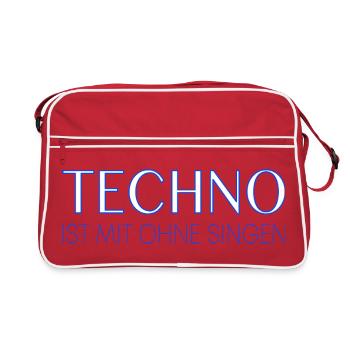 Techno ist mit ohne singen - Retro Tasche - Rot/Weiß - Vorne