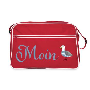 Moin Möwe - Retro Tasche - Rot/Weiß - Vorne