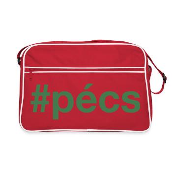 PECS Hungary Ungarn Hashtag - Retro Tasche - Rot/Weiß - Vorne