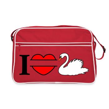 J’aime mon cygne blanc - Sac Retro - rouge/blanc - Devant