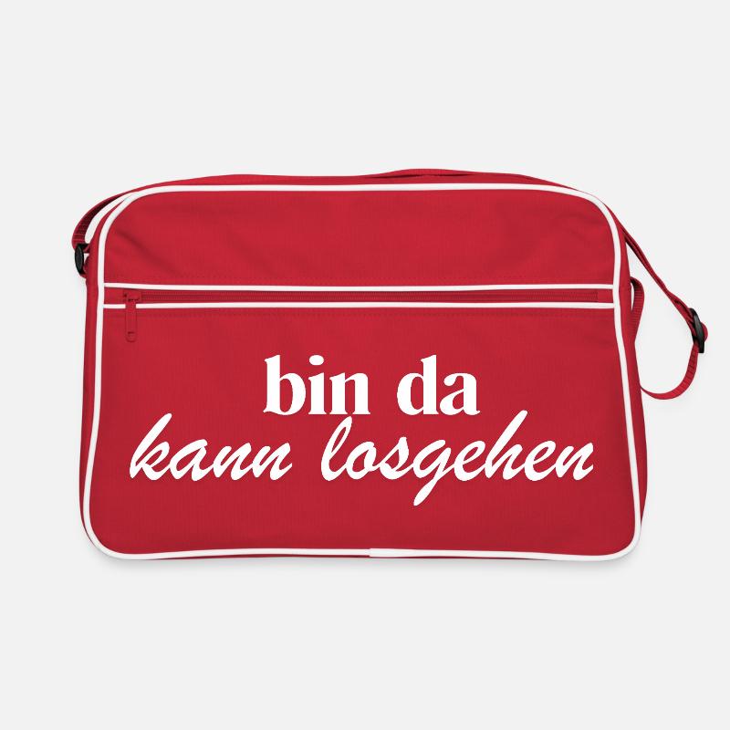 bin da kann losgehen weiß - Retro Tasche - Rot/Weiß